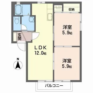 フィールドトップA【2階】の間取り