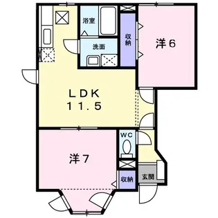 コーポムロバ弐番館【1階】の間取り