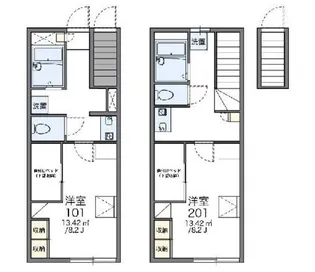 レオパレス学園前【1階】の間取り