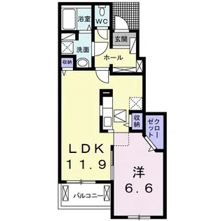 エスペラント・ボヌール B【1階】の間取り