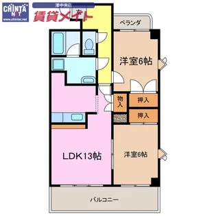シャトーカワイ【4階】の間取り