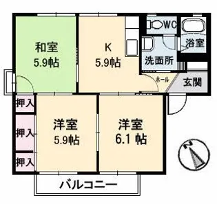アバンサール B棟【2階】の間取り
