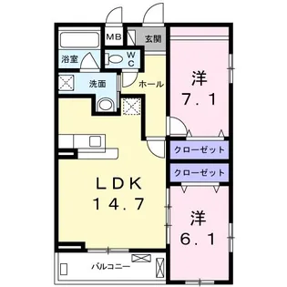 キャトル橋本【2階】の間取り