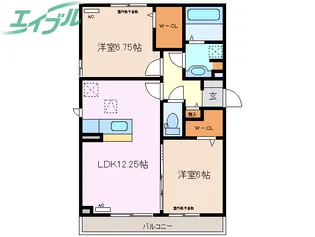 ウィルモアグッドラックVI【2階】の間取り