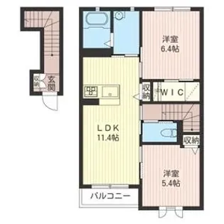 ラルジュ金山 B棟【2階】の間取り