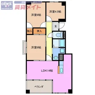 タウンヒルズ岩瀬【5階】の間取り
