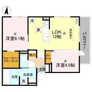 GRAMM松室吾田神町B【1階】の間取り