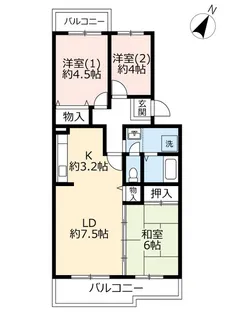 UR鹿の子台北ハイツ【4階】の間取り