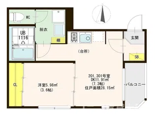 ラフィーネ奥本町【2階】の間取り