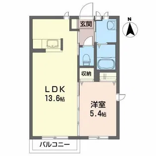 シャーメゾンエチゴB【1階】の間取り