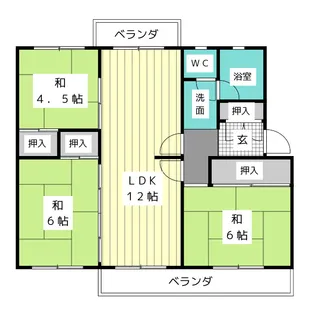 藤の木団地1号棟【4階】の間取り