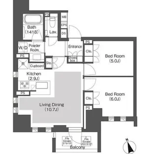 Belle Vue 千代田飯田橋【6階】の間取り