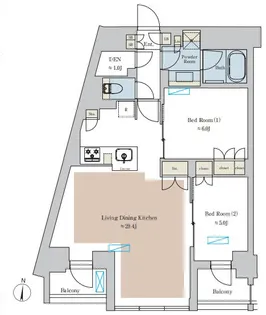 Brillia ist 池尻大橋【4階】の間取り