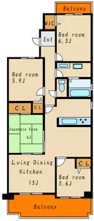 グレーシィ加古川アネックス【3階】の間取り