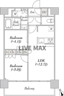 ウエリスアーバン水天宮前【13階】の間取り