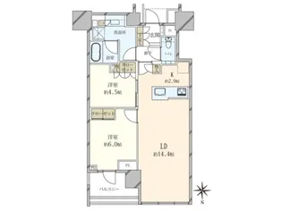 Brillia Tower 代々木公園 CLASSY【14階】の間取り