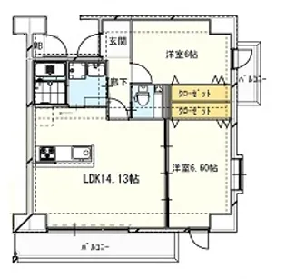 ルリーフ江坂【2階】の間取り