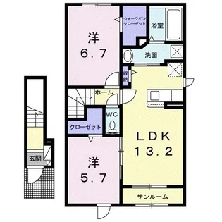 サンクレール【2階】の間取り