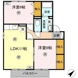 プリムローズIII C棟【1階】の間取り