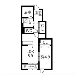 ヴィルヌーヴIII【1階】の間取り