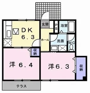 プリムヴェールII【1階】の間取り