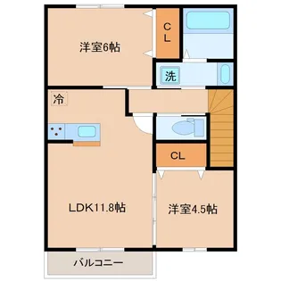 アビタシオンプリュネII【2階】の間取り