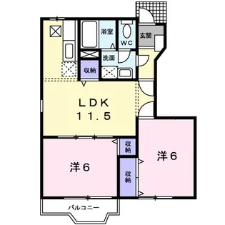 ヴィラ・グリ-ンリ-フA【1階】の間取り