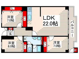 清新プラザ3号棟【13階】の間取り