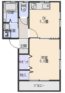 1DKの間取り画像