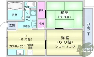 サンライズ川平A【2階】の間取り