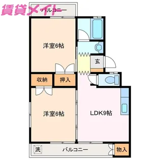 スカイハイツ若松【2階】の間取り