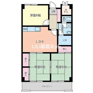 第三グリーンハイツ松縄【3階】の間取り