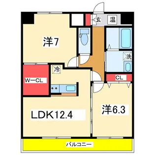 グレイスハイツ東中通タワー【13階】の間取り