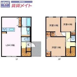 三重県津市鳥居町【一戸建】の間取り