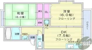トゥインクルコート文化町6番館【2階】の間取り