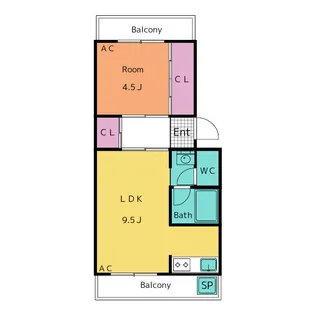 第三大友ハイツ【2階】の間取り