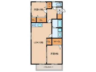 ヒールコート足原【2階】の間取り