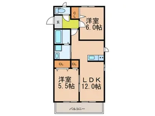 ディアコートII【1階】の間取り