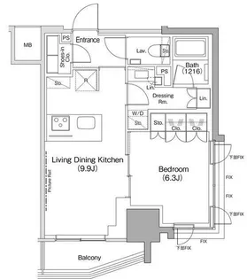 ザ・パークハビオ荏原中延駅前【11階】の間取り