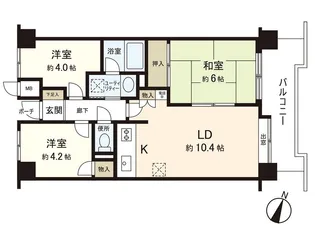 錦町パークマンション【6階】の間取り