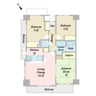 コスモ武蔵浦和エルフィン【1階】の間取り
