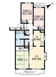 URシティハイツ調布小島町【1階】の間取り