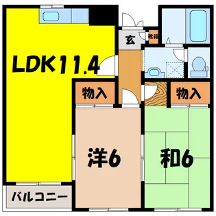 サニーガーデンE棟(熊谷市上之)【2階】の間取り