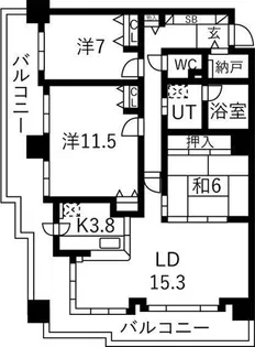 クリーンリバーフィネス大通【6階】の間取り