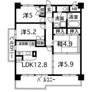 ラ・ブリーズ菊陽【6階】の間取り