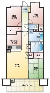 ステラガーデン幕張【9階】の間取り