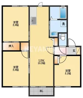 アーバンハイツB【2階】の間取り