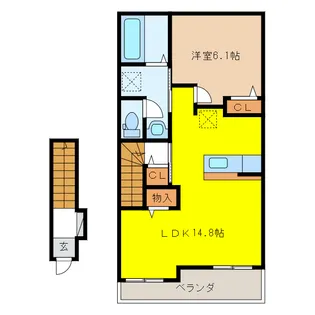岐阜県岐阜市茜部寺屋敷2【アパート】の間取り