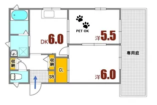 ハピネスイワタC棟【1階】の間取り