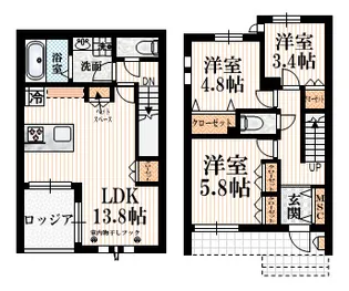 埼玉県越谷市大字大房【マンション】の間取り